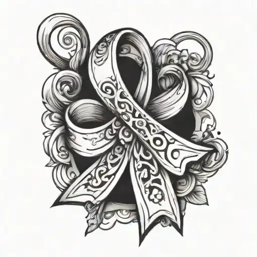 mom and cancer awareness ribbon tattoo design idea