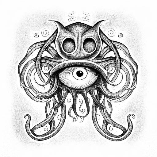 tentacles with eyes lovecraftian tattoo design idea