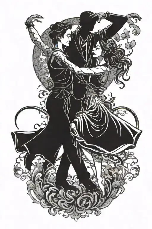 dancing couple to symbolize love tattoo design idea