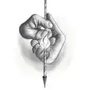 hand holding lit match tattoo design idea