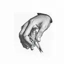 hand holding lit match tattoo design idea