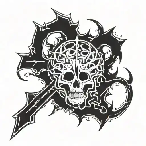 Necronomicon symbols with Berserk symbol tattoo design idea