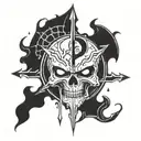 Necronomicon symbols with Berserk symbol tattoo design idea