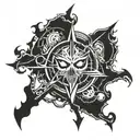 Necronomicon symbols with Berserk symbol tattoo design idea