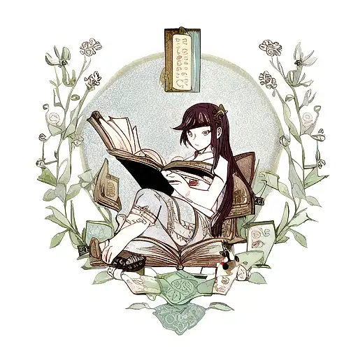 A tattoo representing the love for learning, with an open book adorned with intricate botanical illustrations tattoo design idea