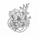 A tattoo representing the love for learning, with an open book adorned with intricate botanical illustrations tattoo design idea