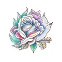 A tattoo representing the love for learning, with an open book adorned with intricate botanical illustrations tattoo design idea