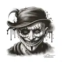 sad smiley with a happy mask half way on his face tattoo design idea