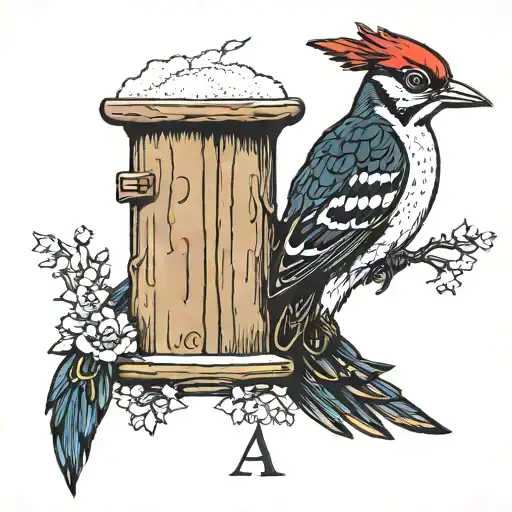 A woodpecker, a pillar of salt and the number 41 tattoo design idea