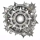 energy, illumination, sun shape, enthalpy tattoo design idea