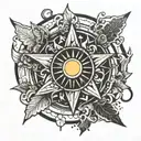 energy, illumination, sun shape, enthalpy tattoo design idea