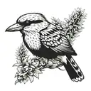 Kookaburra with Australian native flowers in background tattoo design idea