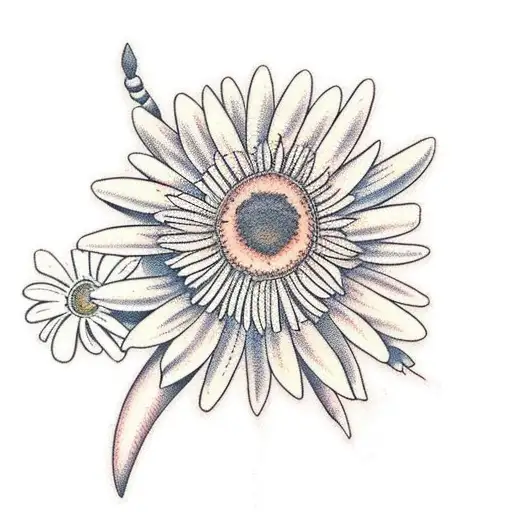a bouquet of aster flowers and daisies tattoo design idea