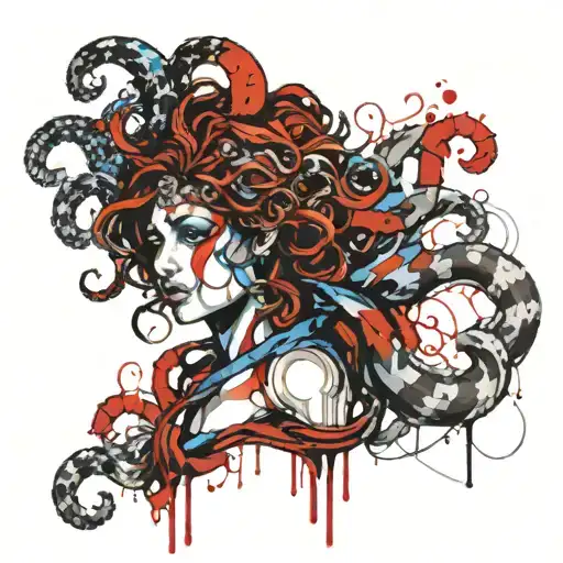Sicilian medusa with thin blue line   tattoo design idea