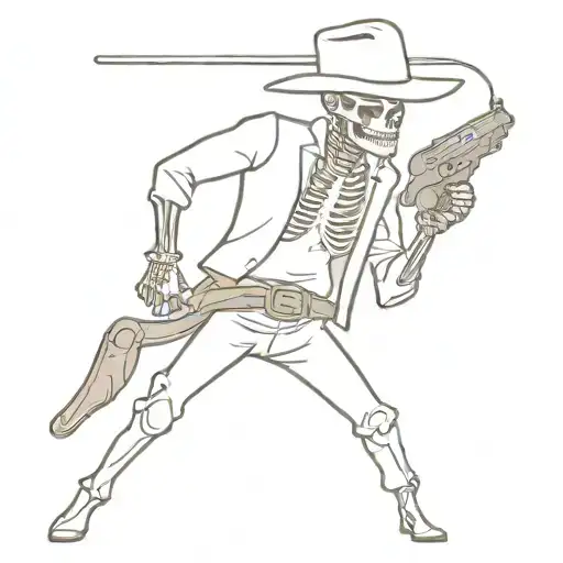skeleton cowboy with gun shooting tattoo design idea
