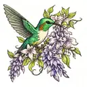 hummingbird and wisteria tattoo design idea
