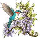 hummingbird and wisteria tattoo design idea