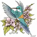 hummingbird and wisteria tattoo design idea