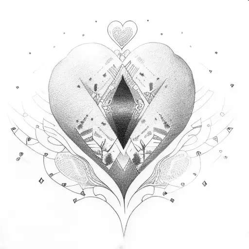 names shaped in heart form  tattoo design idea