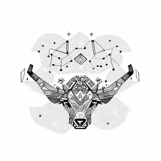 Taurus and Leo constellations together tattoo design idea