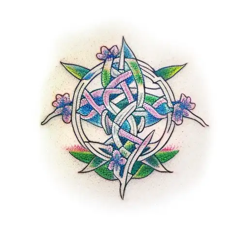 cherry blossom celtic tree of life tattoo design idea