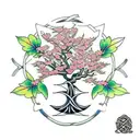 cherry blossom celtic tree of life tattoo design idea