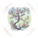 cherry blossom blowing in the wind celtic tree of life tattoo design idea