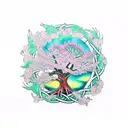 cherry blossom blowing in the wind celtic tree of life tattoo design idea