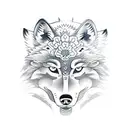 wolf with a samurai case tattoo design idea