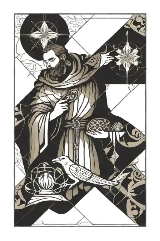 St. Francis of Assisi holding libra scale tattoo design idea