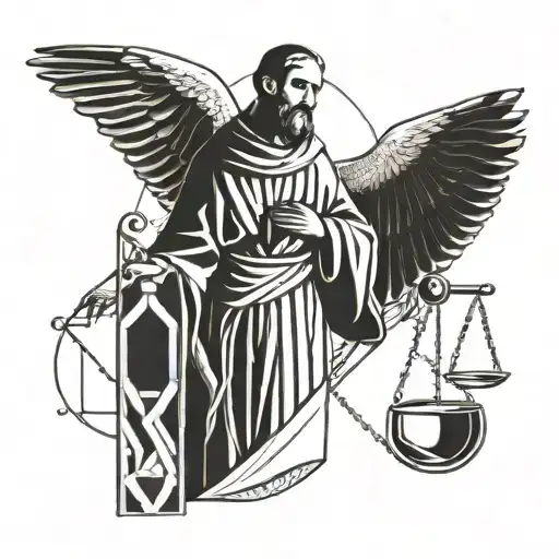 St. Francis of Assisi holding libra scale tattoo design idea