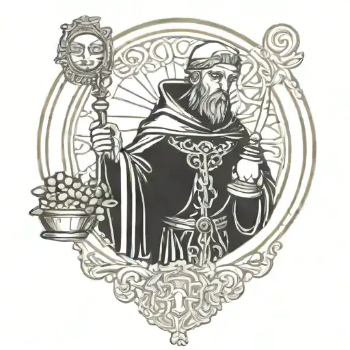 St. Francis of Assisi holding libra scale tattoo design idea