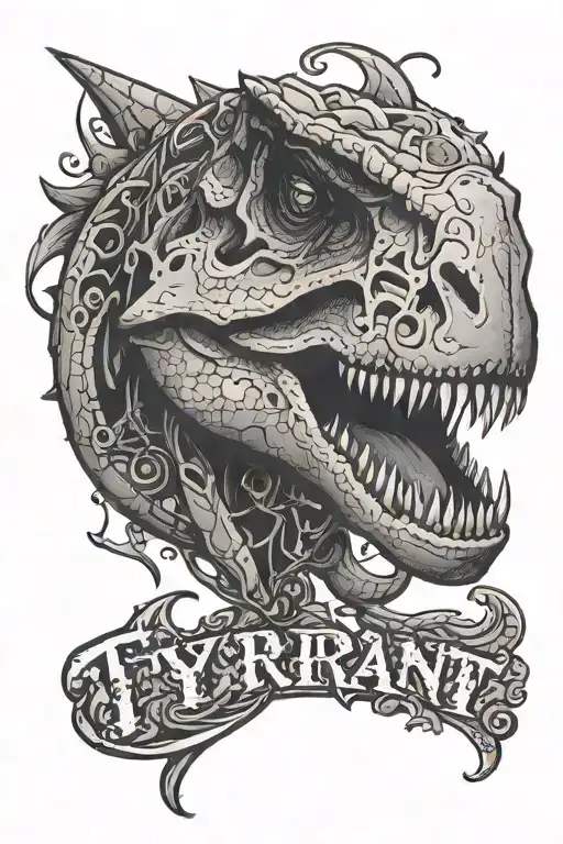 t-rex with the word "Tyrant" printed somewhere  tattoo design idea