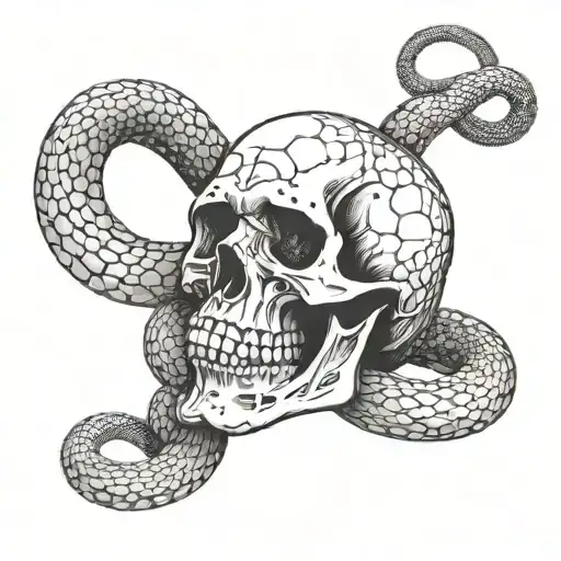skull and snake tattoo design idea