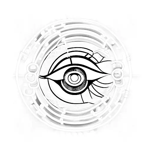 third eye with headphones tattoo design idea