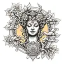 Tree Sophia godess sun tattoo design idea