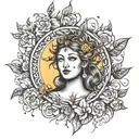 Tree Sophia godess sun tattoo design idea