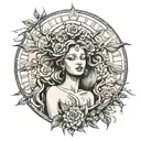 Tree Sophia godess sun tattoo design idea