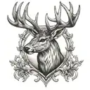 collar bone roman numerals with deer antlers  tattoo design idea