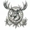 collar bone roman numerals with deer antlers  tattoo design idea