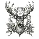 collar bone roman numerals with deer antlers  tattoo design idea
