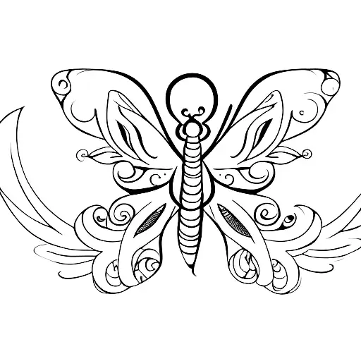 A minimalist tattoo of a butterfly with Roman numerals forming its wings tattoo design idea