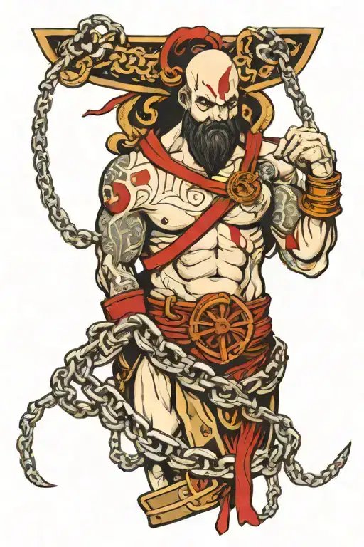 kratos chains wrapped tattoo design idea