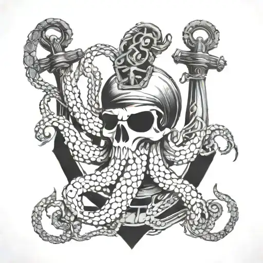 octopus pirates anchor going tattoo design idea