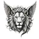 Angel and lion head tattoo design idea