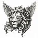 Angel and lion head tattoo design idea