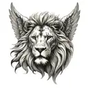 Angel and lion head tattoo design idea