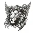 Angel and lion head tattoo design idea