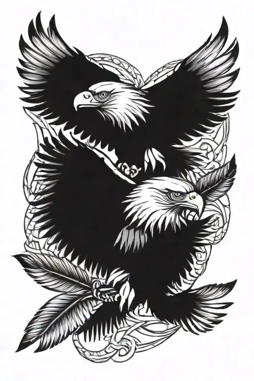 two eagle feathers tied together   tattoo design idea