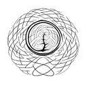 A simple tree silhouette with roots that form a labyrinth, representing the journey of self-discovery and finding your way out of confusion tattoo design idea